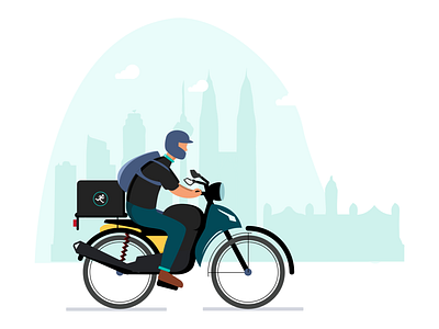 "Gogetter" Delivery illustrator concept bike branding character character concept delivery design helmet illustration klcc layout motorbike