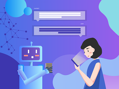 Chat with the bot bot character chat chat bot chatbot design illustration