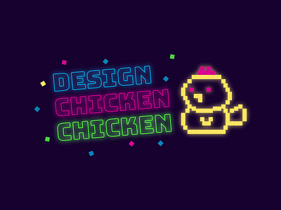 Retro Arcade Video Game Logo - Design Chicken Chicken arcade chicken colorful combination mark game gaming glow icon logo neon pixel pixelart playful videogame