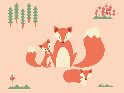 Foxes animals fox illustration illustrator kidsbook vector