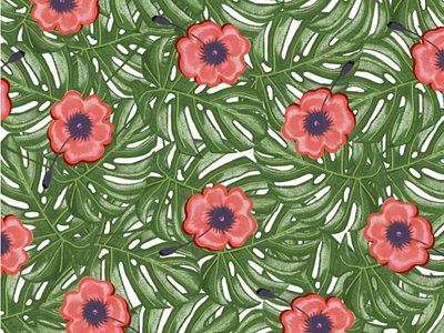 Tropical flowers colors drawing flowers illustration leaves pattern tropical