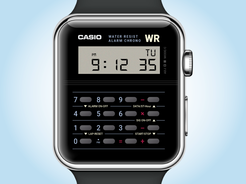 Casio Watch By Rob Sutcliffe Dribbble Casio Watch Ilrator 100days Calculator Retro Ui