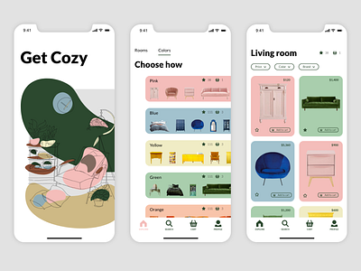 Get Cozy app app app design application application design application ui design graphic design illustration interiors mobile design ui vector