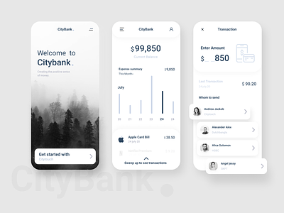 Bank app concept app banking branding clean crypto crypto wallet design expense income ios statistics transaction trend typography ui uiux ux wallet
