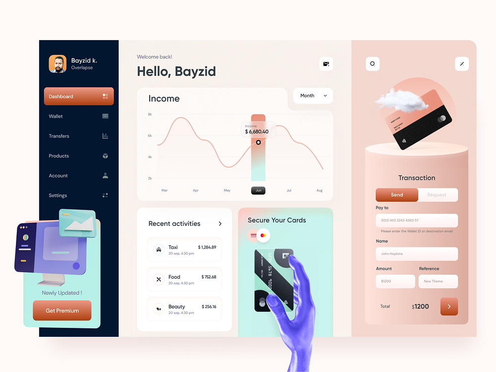 Digital Banking Dashboard by BaYzid Khan for O̶v̶e̶r̶l̶a̶p̶s̶ on Dribbble