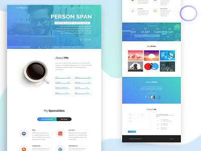 CV/Resume - portfolio landing page bootstrap gradient portfolio trend ui uiux ux web website wordpress