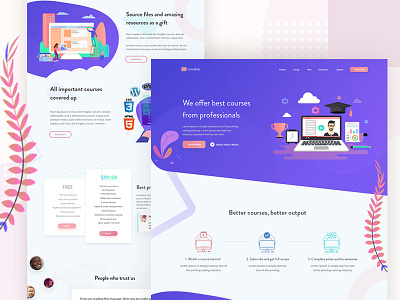 Online courses Website UI clean colorful design gradient illustration landing ui uiux ux web