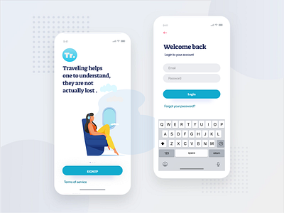 Travel app Login app clean colorful design exploration gradient illustration ios trend typography ui ux