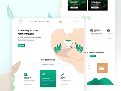 Tea Company Landing page (Client project) clean colorful design gradient landing trend typography ui uiux ux vector website