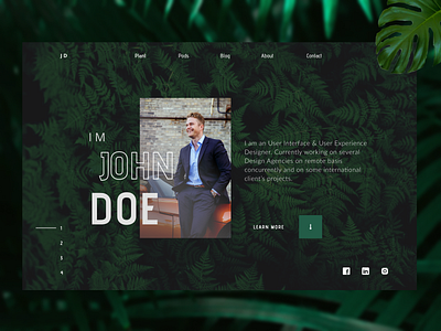 John Doe - Portfolio & Design bootstrap branding clean design flat grid landing portfolio portfolio design portfolio website theme trend tropical tropical leaves typography ui ux web