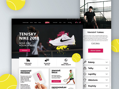 Racket-vision Landing page / e-shop ball black design eshop landing page pink racket tennis web webdesign