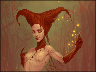 Dryad from Swamp Forest 2d art cg art character concept art fantasy forest girl illustration