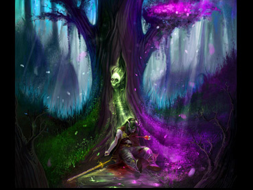 Task: To Kill Elves Beautifully 2d art cg art concept art digital art elves fantasy forest illustration soul sword