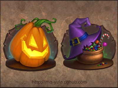 Icons fantasy helloween icons illustration pumpkin sweets