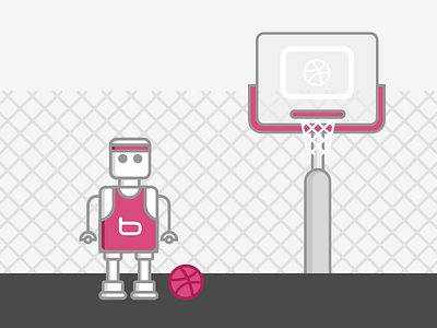 bytebot dribbbling basket bot bytebot character dribbble dribbbling fun shot sport