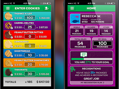 Girl Scouts - Cookie Orders App android colors cookies dispensary green ios iphone orders rainbow scouts