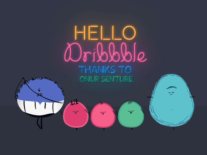 Hello Dribbble animation dribbble first shot hello illustration neon
