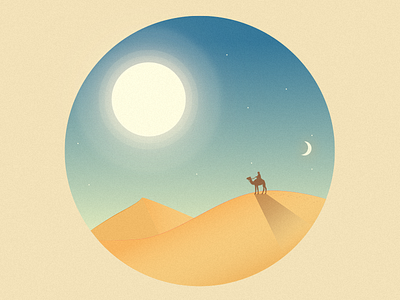 Desert 365 camel desert illustrator moon sand sun