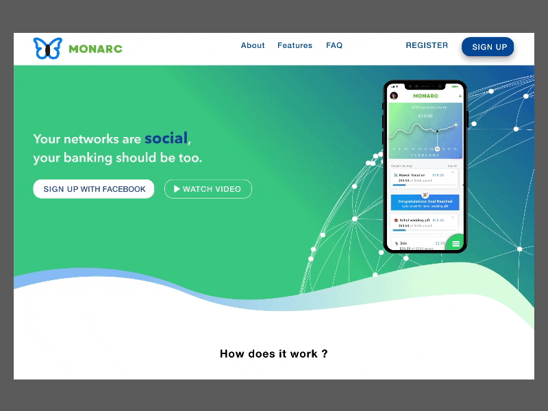 Social Banking app animation banking desktop finance flinto social media ui ux