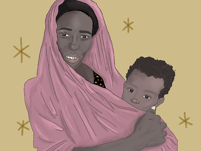 Refugee woman illustration