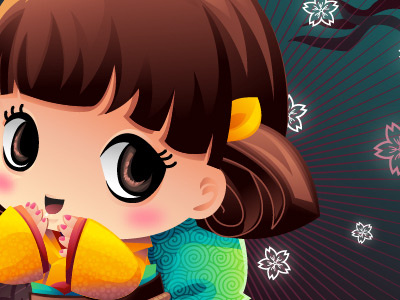 Miss Kokeshi Orange character illustration vector