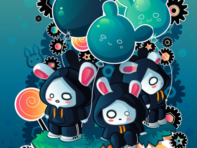 Bunny Balloons balloons bunnies candy character illustration vector