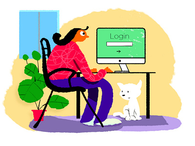 Work from Home daily design doodle art illustration login pet ui workfromhome workspace