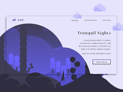 Sail dark design illustrator interior designing purple color sahitya adapu website landing page