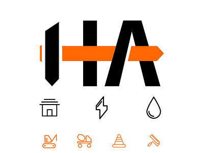 Hammer Down Construction black branding builders construction construction logo design icon logo orange typography vector