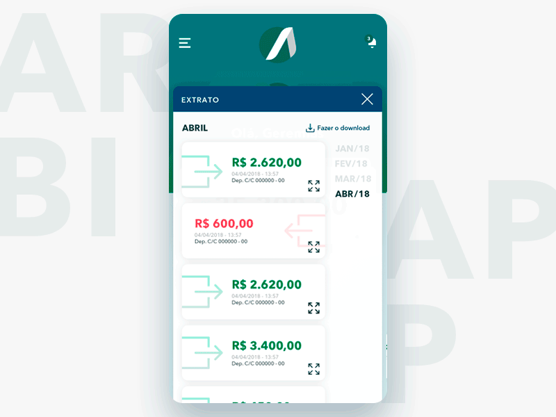Arbi App - extract app bank clean extract mobile ui