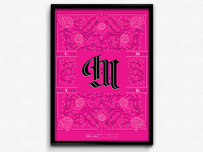 Bohemian Blackletter (CMYK Poster Series) blackletter cmyk feminine flowers hand lettering lettering magenta monoline poster print roses typography