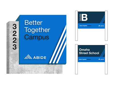 Abide Signage Concepts 3d abide better together blue building campus cement monument nonprofit omaha rendering sign signage