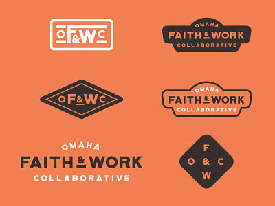 Omaha Faith & Work Collaborative Logo Comps comps diamond faith font lettering lettertype logo logotype monogram omaha salmon work