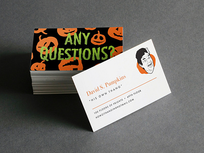 ANY QUESTIONS? business cards davidspumpkins halloween halloween design illustration lettering portrait pumpkins sketch snl tomhanks wallpaper