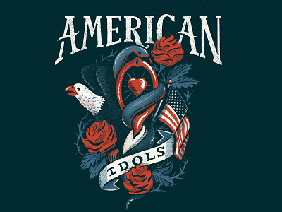 American Idols Sermon Artwork american flag americana eagle idolotry illustration ipad pro lettering mirror procreate roses snake