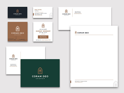 Coram Deo Stationery business cards church coram deo letterhead note card paper rebrand rebranding stationery