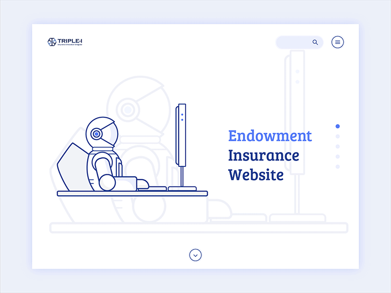 TRIPLE-I Endowment Insurance Website astronaut design illustrations outerspace robot rocket triple i ui ux