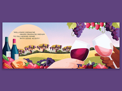 Waitrose Magazine apple cinamon editorial food grape grenache illustration peach photoshop procreate raspberry red wine rose star anise strawberry vineyard waitrose white wine wine