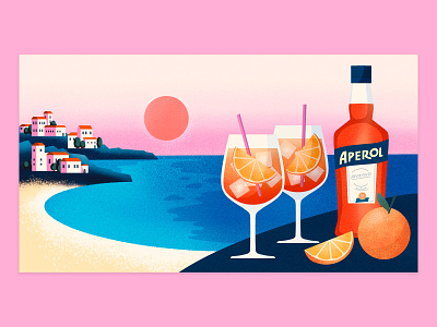 Aperol Spritz aperol cocktail illustration photoshop procreate