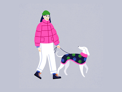 Winter Walk characters illustration photoshop procreate