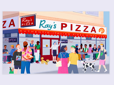 Ray's Pizza branding characters childrens books crowd design fashion illustration illustration lgbt lifestyle photoshop pizza procreate restaurant