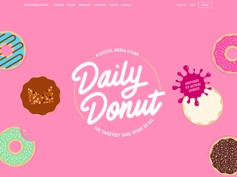 Donut Design animation campaign monitor donut inivite invitation sweets