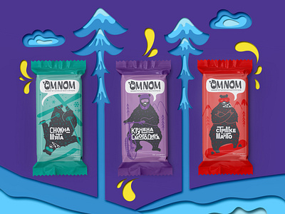 Logo and packaging design for Adventure food OMNOM energy bar