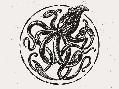 Kraken Logo black and white branding identity illustration kraken logo octopus sea seal typography vintage