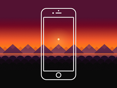 Sunset Wallpaper flat free freebie geometric iphone landscape mountains sunset wallpaper