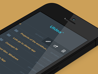 UIdea app concept gui ios 7 iphone menu new project simple ui upload ux