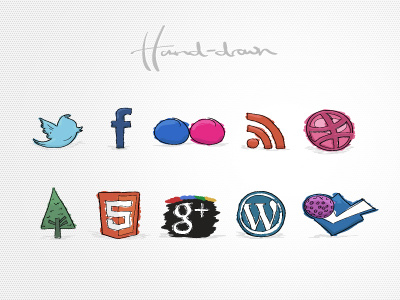 Fun hand-drawn social icons doodle hand drawn icon icons sketch social media