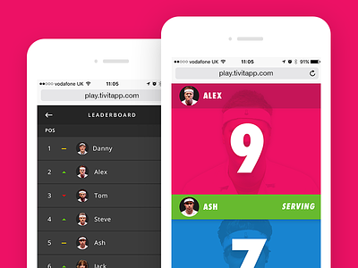 tivit - web app screens app ping pong table tennis ui web app website