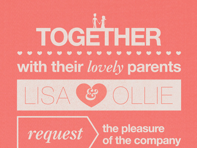 Together coral print typography wedding invite