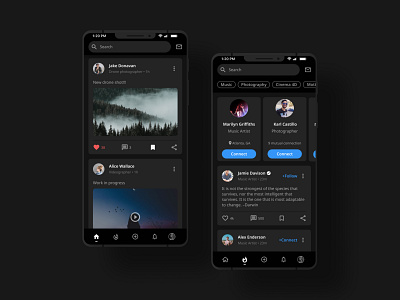 Dark mode social media app